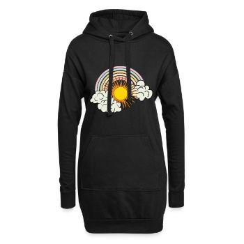 sonne wolken regenbogen - Hoodie-Kleid - Schwarz - Vorne