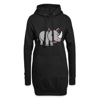 Nashorn Comic Tier - Hoodie-Kleid - Schwarz - Vorne
