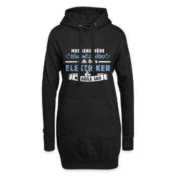 Morgens müde, abends blau - Elektriker - Hoodie-Kleid - Schwarz - Vorne