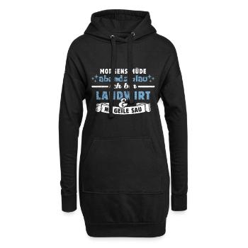 Morgens müde, abends blau - Landwirt - Hoodie-Kleid - Schwarz - Vorne