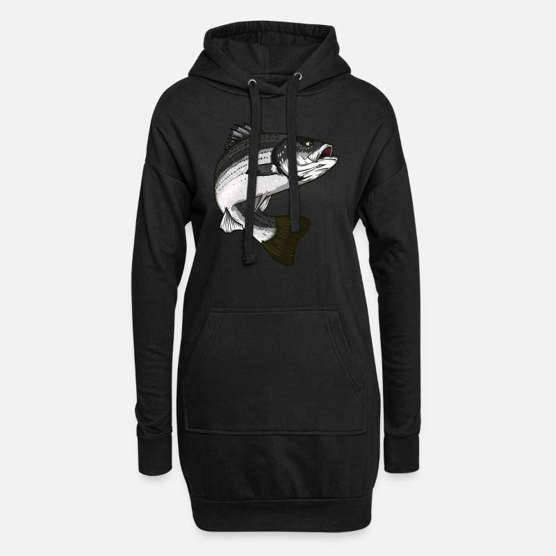Pêche à la perche rayée - Sweat-shirt à capuche long Femme - noir