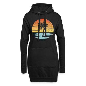 Plage Coucher de soleil - Sweat-shirt à capuche long Femme - noir - Devant
