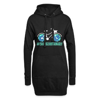 Nachhaltigkeitsfahrrad Nachhaltigkeitspädagoge - Hoodie-Kleid - Schwarz - Vorne