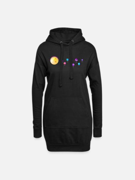 Sonnensystem Planeten - Hoodie-Kleid - Schwarz