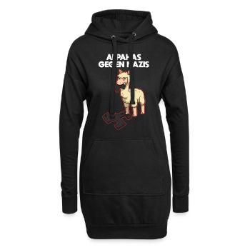 Alpakas gegen Nazis - Hoodie-Kleid - Schwarz - Vorne