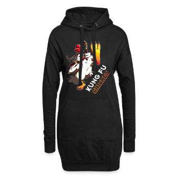 Kung Fu Poulet Fou Drôle De Combat - Sweat-shirt à capuche long Femme - noir - Devant