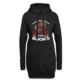Dragons And Books Fantasy Buchliebhaber - Hoodie-Kleid - Schwarz - Vorne
