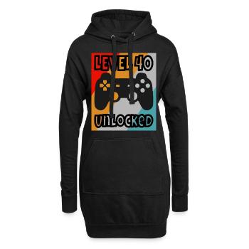 40ème anniversaire Gamer Level 40 unlocked - Sweat-shirt à capuche long Femme - noir - Devant