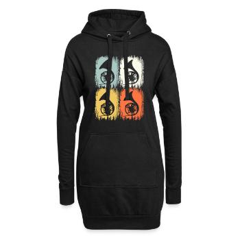 Retro Blaskapelle Waldhorn & Hornist - Hoodie-Kleid - Schwarz - Vorne