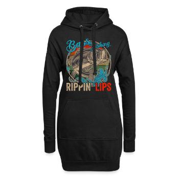 Bass Fisching Rippin Lips Lustige Angler - Hoodie-Kleid - Schwarz - Vorne