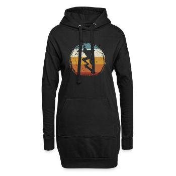 Rétro vintage skateboard fille - Sweat-shirt à capuche long Femme - noir - Devant