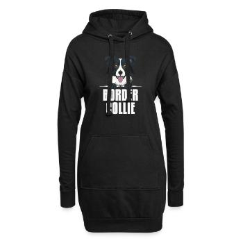 Souriant Border Collie - Sweat-shirt à capuche long Femme - noir - Devant