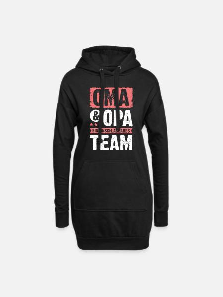 oma und opa team - Hoodie-Kleid - Schwarz