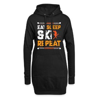Eat Sleep Ski Repeat - Hoodie-Kleid - Schwarz - Vorne