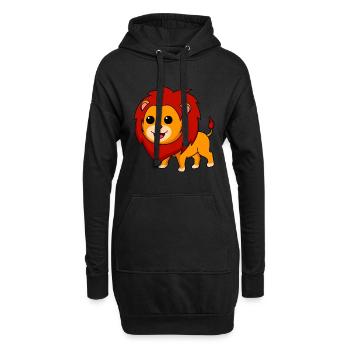 Lion Comic Animal - Hoodie Dress - black - Front