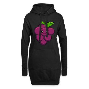 Weintraube Comic - Hoodie-Kleid - Schwarz - Vorne