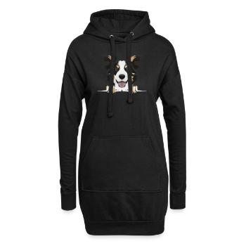 Border Collie souriant - Sweat-shirt à capuche long Femme - noir - Devant