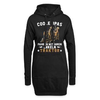 Coole Opa und Enkel mit Traktor Farmer Geschenk - Sweat-shirt à capuche long Femme - noir - Devant