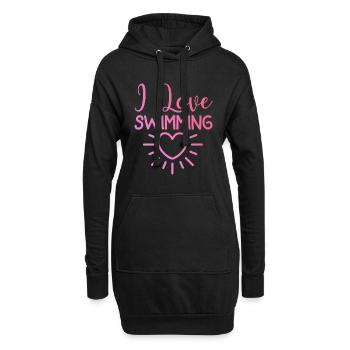Ich liebe Schwimmen - Hoodie-Kleid - Schwarz - Vorne