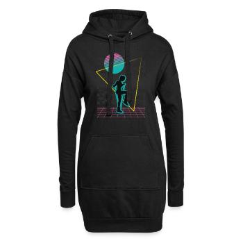 Vaporwave Rope Jumping - Hoodie-Kleid - Schwarz - Vorne