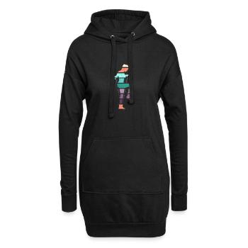 Retro Rope Jumping - Hoodie-Kleid - Schwarz - Vorne