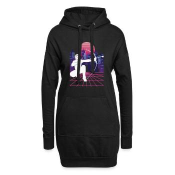 Vaporwave Synthwave Skyline Arrowtag - Sweat-shirt à capuche long Femme - noir - Devant