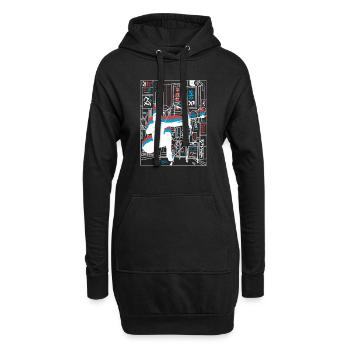 Vaporwave Synthwave Skyline Arrowtag - Sweat-shirt à capuche long Femme - noir - Devant