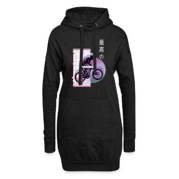 Vaporwave Metaverse Downhill - Hoodie-Kleid - Schwarz - Vorne