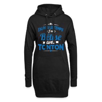 J'ai pas le temps j'ai bêtise avec tonton Cadeau - Sweat-shirt à capuche long Femme - noir - Devant