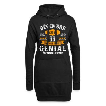 11 Ans Anniversaire Vintage Né(e) en Décembre 2011 - Sweat-shirt à capuche long Femme - noir - Devant