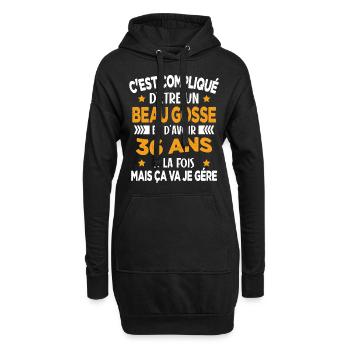 Beau Gosse et D'avoir 36 Ans Cadeau d'anniversaire - Sweat-shirt à capuche long Femme - noir - Devant