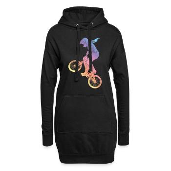 Motocross Frau Silhouette - Hoodie-Kleid - Schwarz - Vorne