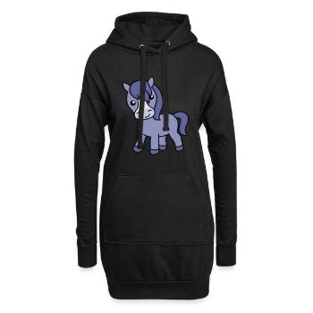 Pferd Comic Tier - Hoodie-Kleid - Schwarz - Vorne