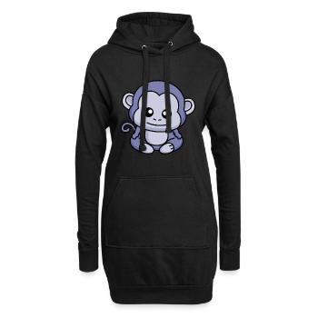 Affe Comic Tier - Hoodie-Kleid - Schwarz - Vorne