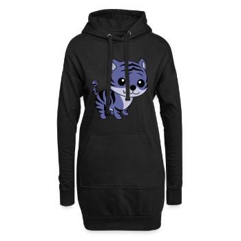 Tigre Bande Dessinée Animal - Sweat-shirt à capuche long Femme - noir - Devant