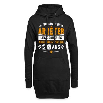 Je Voudrais Bien 20 Ans Humour Cadeau - Sweat-shirt à capuche long Femme - noir - Devant