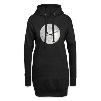 Vollmond - Segelflugzeug - - Hoodie-Kleid - Schwarz - Vorne