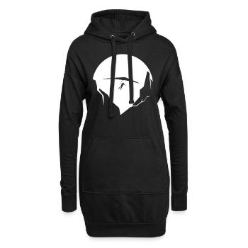 Berg - Gleitschirmfliegen - (14) - Hoodie-Kleid - Schwarz - Vorne