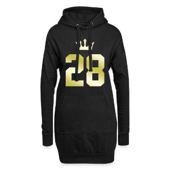 28 Zahl Krone - Hoodie-Kleid - Schwarz - Vorne