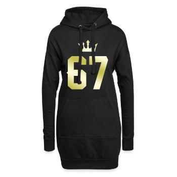 67 Zahl Krone - Hoodie-Kleid - Schwarz - Vorne