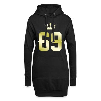 69 Zahl Krone - Hoodie-Kleid - Schwarz - Vorne