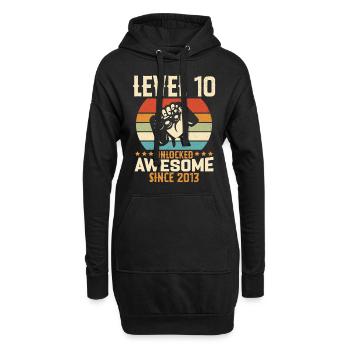 Level 10 Jahre Gaming-Geburtstagsgeschenk freischalten - Hoodie-Kleid - Schwarz - Vorne