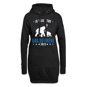 Je Vais Être Grand Frère en 2023 - Sweat-shirt à capuche long Femme - noir - Devant