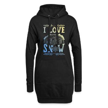 J’aime la neige - Sweat-shirt à capuche long Femme - noir - Devant