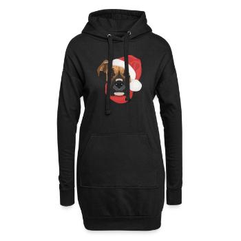 Boxer Frohe Weihnachten - Hoodie-Kleid - Schwarz - Vorne