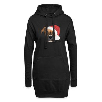 Boxer Frohe Weihnachten - Hoodie-Kleid - Schwarz - Vorne