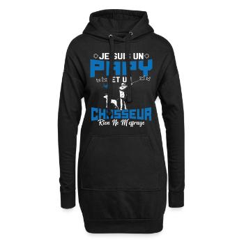 Papy et Chasseur Humour Cadeau - Sweat-shirt à capuche long Femme - noir - Devant