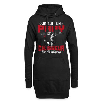 Papy et Chasseur Humour Cadeau - Sweat-shirt à capuche long Femme - noir - Devant