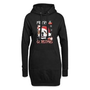 Bouledogue anglais Joyeux Noël - Sweat-shirt à capuche long Femme - noir - Devant