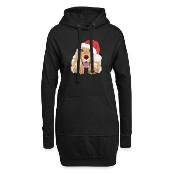 Deutsch Cocker Spaniel Joyeux Noël - Sweat-shirt à capuche long Femme - noir - Devant